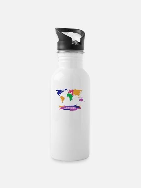 Discoverer world trip - Water bottle with straw - white