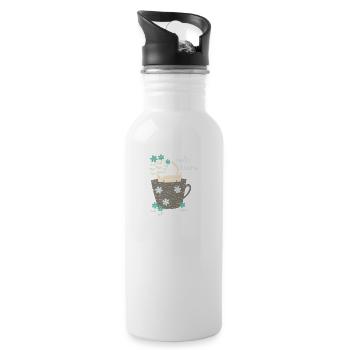 Lustige Katze im Tasse Hallo Geschenk Blumen - Trinkflasche mit integriertem Trinkhalm - Weiß - Rechts