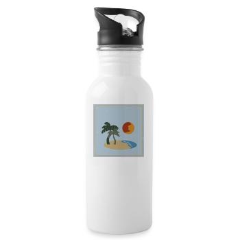 Sommer Geschenk Urlaub Sonne Insel Palmen Spaß - Trinkflasche mit integriertem Trinkhalm - Weiß - Rechts