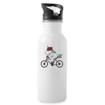Einhorn Fahrrad Geschenk Radsport Biker fahren. - Trinkflasche mit integriertem Trinkhalm - Weiß - Rechts