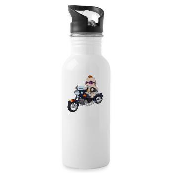 Motorcycle Baby Punker Peace Sunglasses Diapers - Water bottle with straw - white - Right