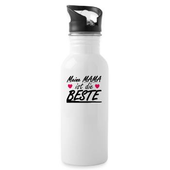 Meine Mama ist die Beste - Trinkflasche mit integriertem Trinkhalm - Weiß - Rechts