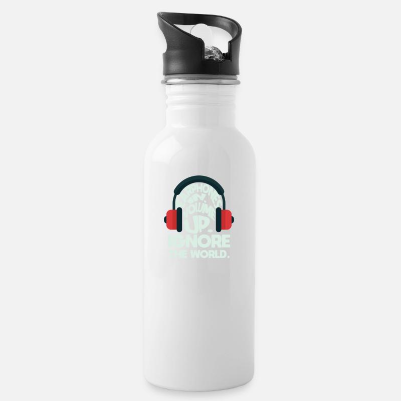 Gute Musik - Trinkflasche mit integriertem Trinkhalm - Weiß
