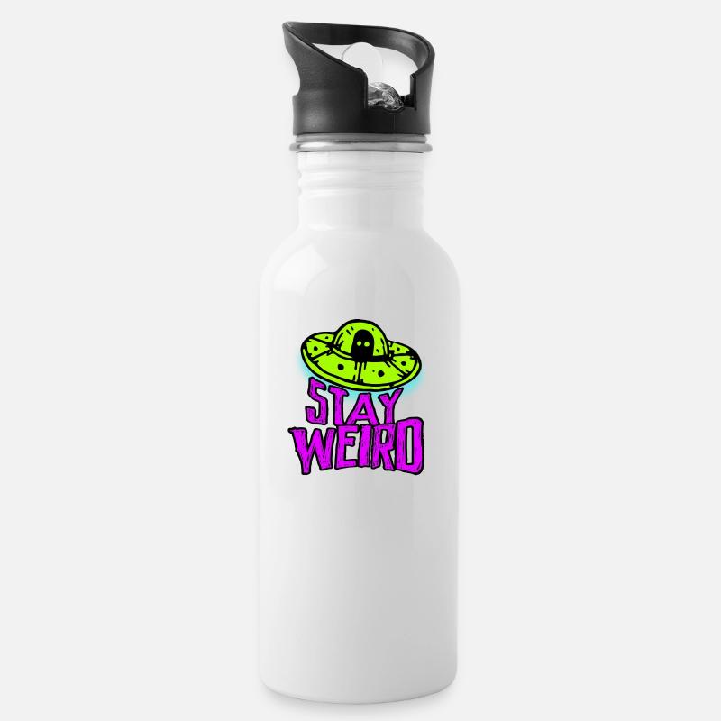 Restez étrange, petit fou monstre alien d'Ufo - Gourde avec paille intégrée - blanc