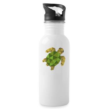 Schildkröte geometrisch Geschenk Dreieck Hipster - Trinkflasche mit integriertem Trinkhalm - Weiß - Rechts