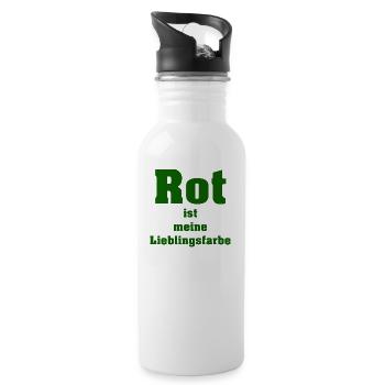 Rot ist meine Lieblingsfarbe - Trinkflasche mit integriertem Trinkhalm - Weiß - Rechts