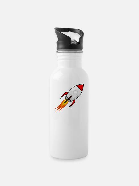 Rocket - Trinkflasche mit integriertem Trinkhalm - Weiß