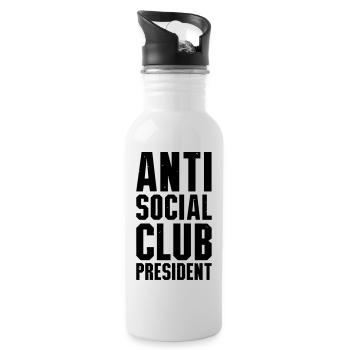 Anti social club president - Trinkflasche mit integriertem Trinkhalm - Weiß - Rechts