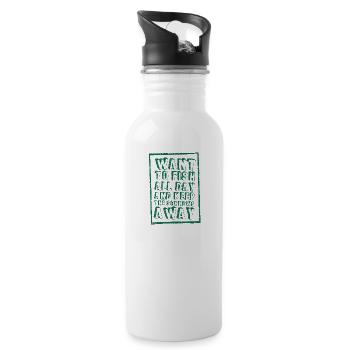 Fish funny fish all day gift idea - Water bottle with straw - white - Right