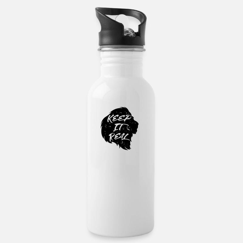 Lion Keep It Real - Water bottle with straw - white