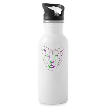 Gepard Raubkatze Afrika - Trinkflasche mit integriertem Trinkhalm - Weiß - Rechts