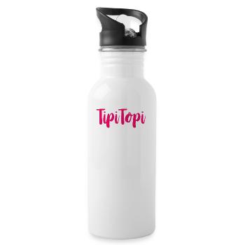 tipitopi random tip top saying gift - Water bottle with straw - white - Right