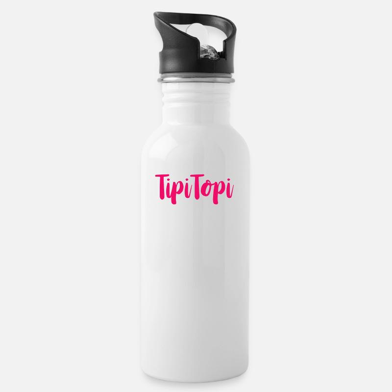 tipitopi random tip top saying gift - Water bottle with straw - white