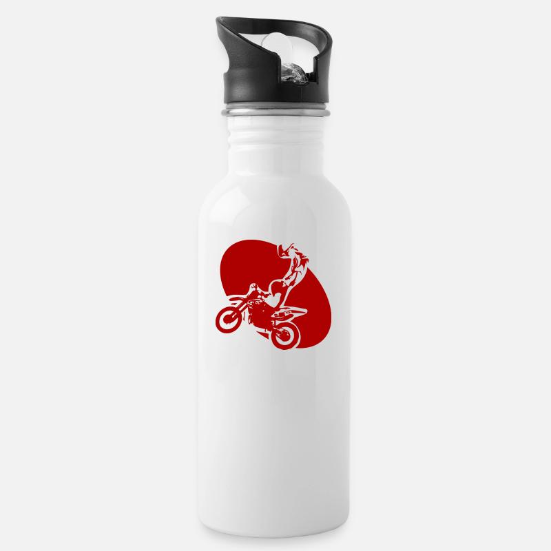 Moto rouge Moto - Gourde avec paille intégrée - blanc