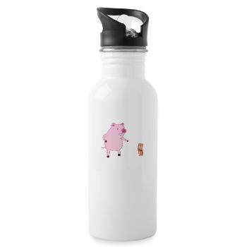 Bacon i am your father - Speck - Vater - Trinkflasche mit integriertem Trinkhalm - Weiß - Rechts