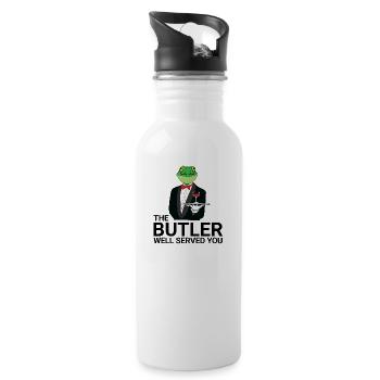 Frog - Butler - Servant - Gift - Water bottle with straw - white - Right