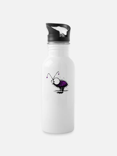 Eintagsfliege Lustige Illustration - Trinkflasche mit integriertem Trinkhalm - Weiß