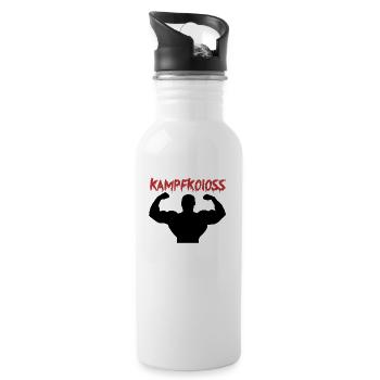 Kampfkoloss Training Motivaton Geschenk - Trinkflasche mit integriertem Trinkhalm - Weiß - Rechts