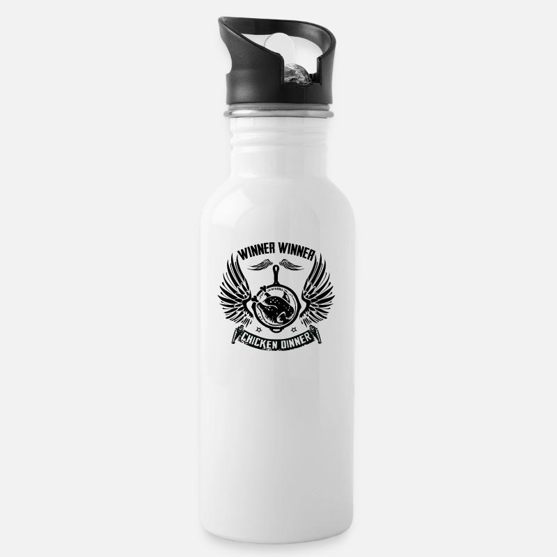 Winner Winner Chicken Dinner Pubg Design - Trinkflasche mit integriertem Trinkhalm - Weiß