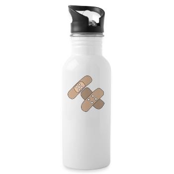 Patch, Wound, Injury, Healing, Gift Idea - Water bottle with straw - white - Right