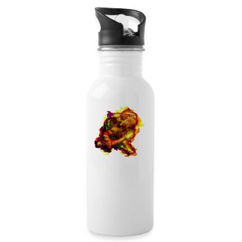 gxp chamaeleon chameleon colorful sketch - Trinkflasche mit integriertem Trinkhalm - Weiß - Rechts