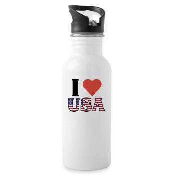 I <3 USA I love USA - Water bottle with straw - white - Right