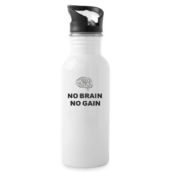 No Brain No Gain - Water bottle with straw - white - Right