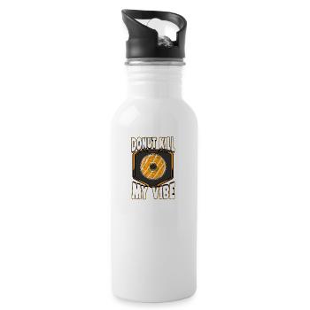 Cool Donut Shirt 'Donut kill my vibe' - Water bottle with straw - white - Right