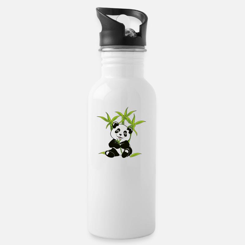 Panda Ours - Gourde avec paille intégrée - blanc