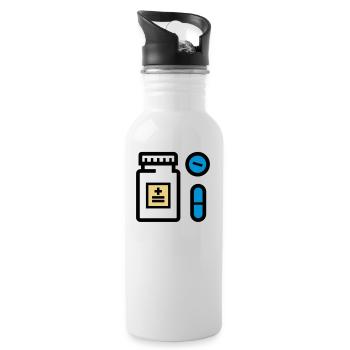Pillen, Medikamente, Medizin, Drogen, Pillendose - Trinkflasche mit integriertem Trinkhalm - Weiß - Rechts