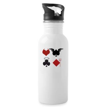 Poker Cashgame Gambling Gift Men's Thing - Water bottle with straw - white - Right