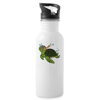 Sea turtle turtles reptiles amphibians - Water bottle with straw - white - Right