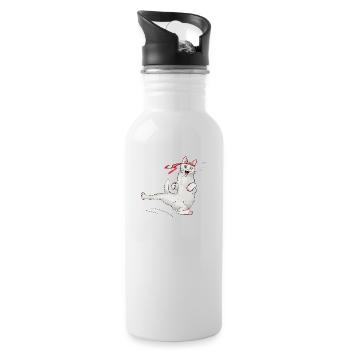 Cat at karate - Water bottle with straw - white - Right