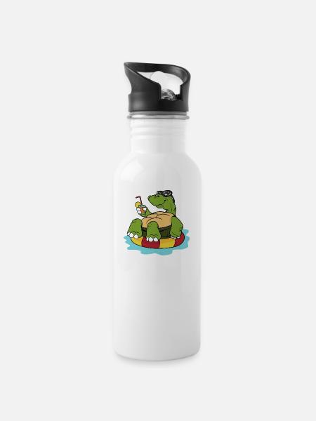 Tortues tortues d'été reptiles - Gourde avec paille intégrée - blanc