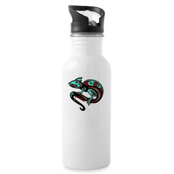 Tribal Chameleon animal reptiel kids gift idea - Water bottle with straw - white - Right