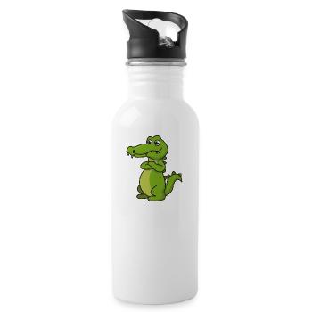 Krokodil Comic Geschenk Kroko Kind Echse Tier Nil - Trinkflasche mit integriertem Trinkhalm - Weiß - Rechts