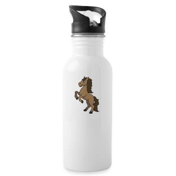 Horse equine gift cartoon riding rider animal - Water bottle with straw - white - Right