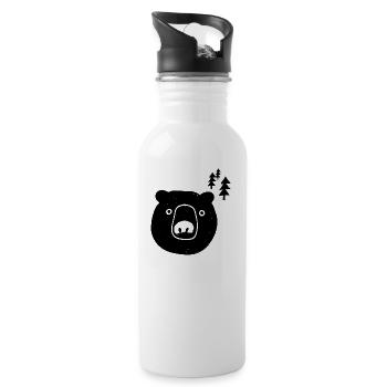 Bear in the forest drawing - Water bottle with straw - white - Right