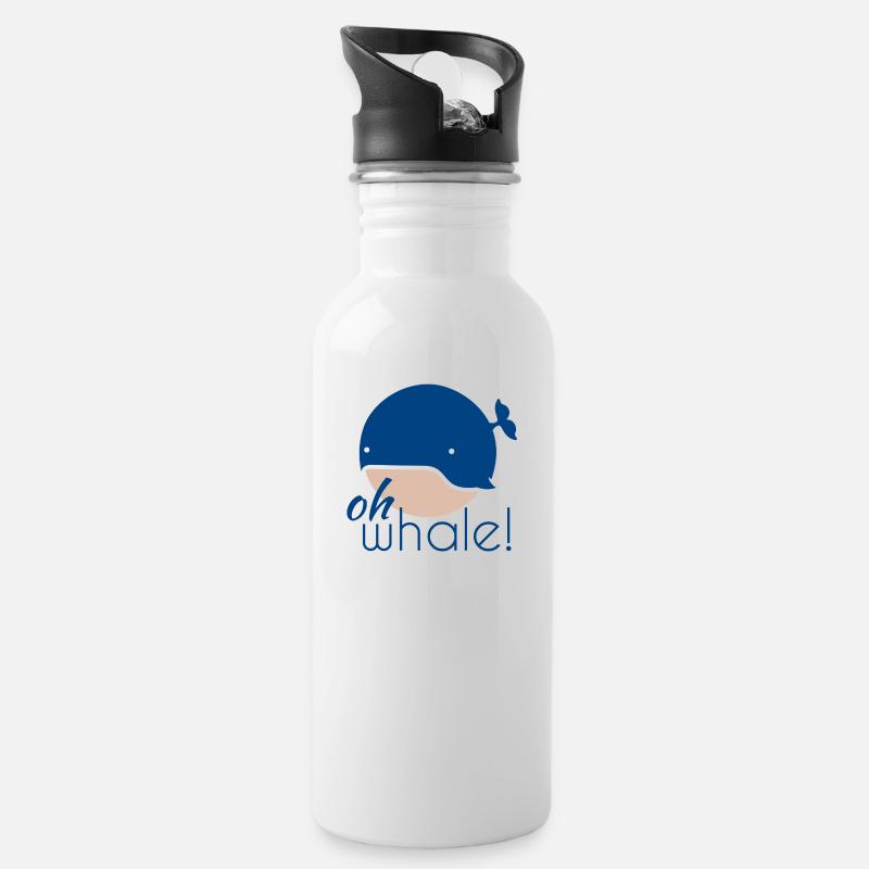 Oh whale! - Trinkflasche mit integriertem Trinkhalm - Weiß