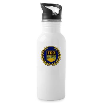 FDJ Emblem - Trinkflasche mit integriertem Trinkhalm - Weiß - Rechts