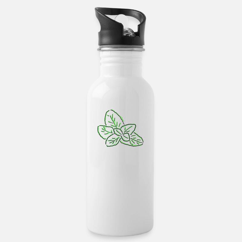 menthe poivrée - Gourde avec paille intégrée - blanc