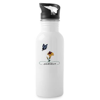 Summer summer butterflies - Water bottle with straw - white - Right