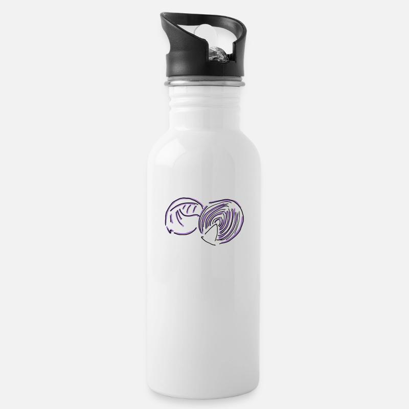 Rotkohl - Trinkflasche mit integriertem Trinkhalm - Weiß