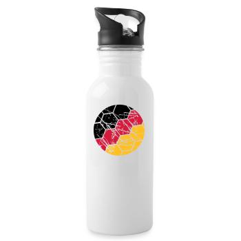 Germany Football German Fan Scratches Ball Cracks - Water bottle with straw - white - Right
