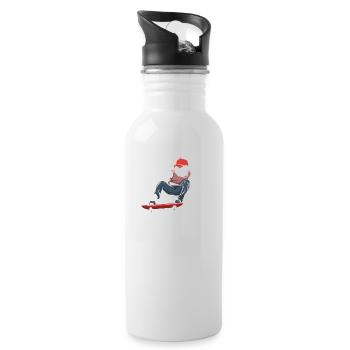 Skater skateboard skeleton skating gift - Water bottle with straw - white - Right