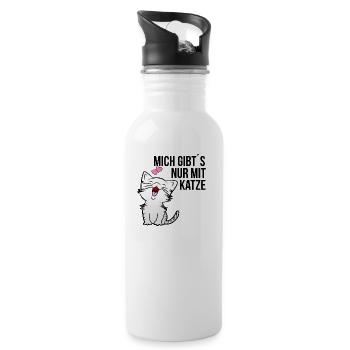 Cat only cat hangover cats shirt gift - Water bottle with straw - white - Right