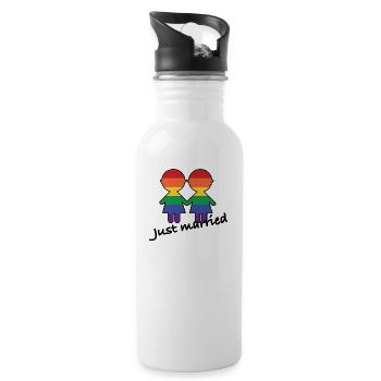 Women's wedding 2 - Water bottle with straw - white - Right