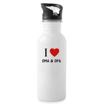 I love Oma und Opa - Trinkflasche mit integriertem Trinkhalm - Weiß - Rechts