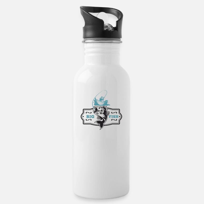 BIG FISH - Trinkflasche mit integriertem Trinkhalm - Weiß
