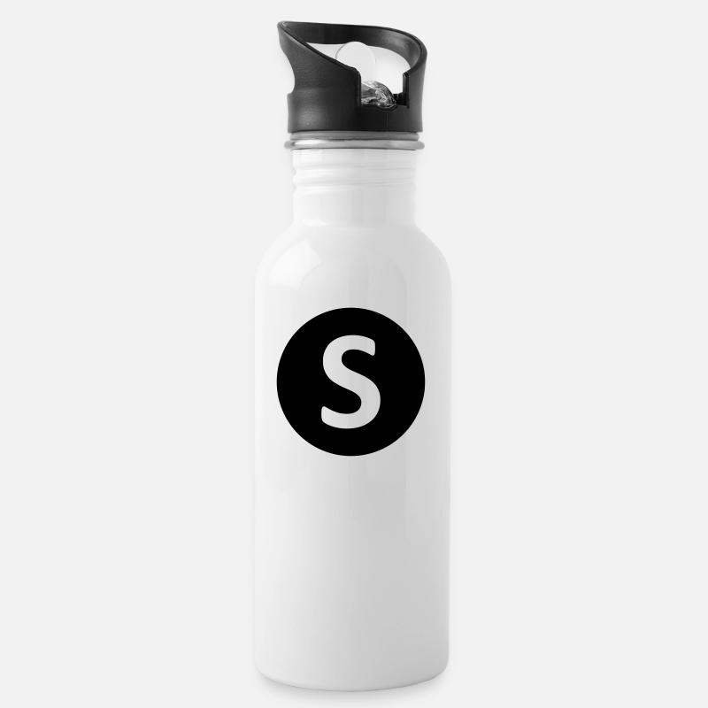 S, gift, gift idea, idea, letter, name - Water bottle with straw - white